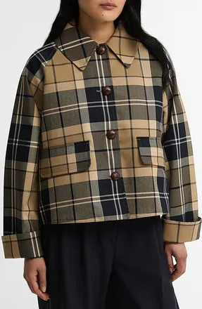 Barbour Delilah Checked Showerproof Jacket in Birchwood Dress at Nordstrom, Size 14