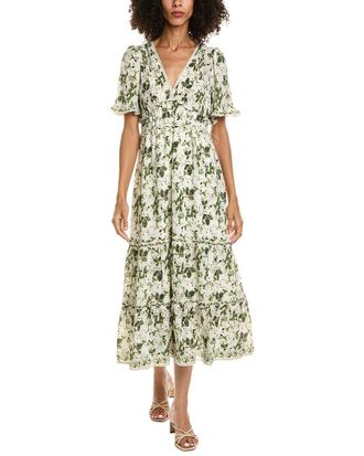 Max Studio V-Neck Flutter Sleeve Midi Dress