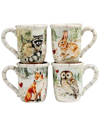 Certified International Winters Walk Set Of 4 Mugs