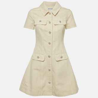 Self Portrait Cream Denim Collared Mini Dress