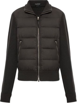 Tom Ford Truien & Vesten, Heren, Bruin, L, Wol, Wollemantel met coltrui en donsvulling aan de voorzijde