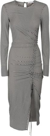 Patrizia Pepe Patrizia Pepe, Midi Dresses, female, Gray, Size: XS Checkered Midi Dress with Side Slit