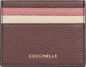 Coccinelle Portacarte piatto in pelle martellata con motivo a righe multicolor