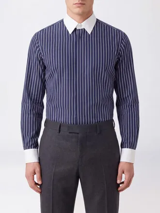 Tom Ford Camicia slim fit a righe in pura seta con collo francese