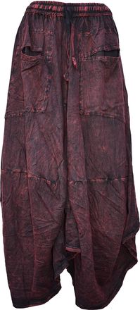 Gheri Womens Cotton Distressed Open Pocket High Low Skirt Maroon