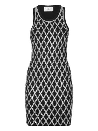 Philipp Plein Crystal Net mini dress - women - Fabric - S - Black