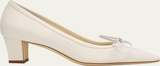 Manolo Blahnik 45mm Martebal Satin Ballerina Pumps