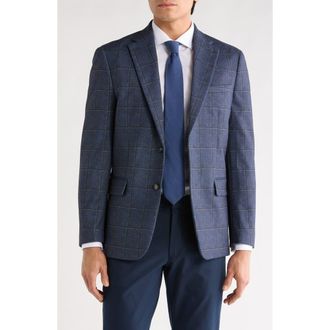 Duchamp Slim Fit Plaid Sport Coat in Navy at Nordstrom Rack, Size 48 Regular