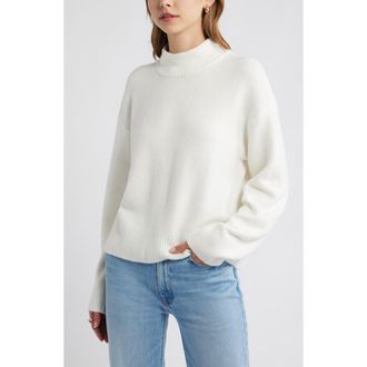 Open Edit Boxy Mock Neck Sweater in Ivory at Nordstrom Rack, Size Large