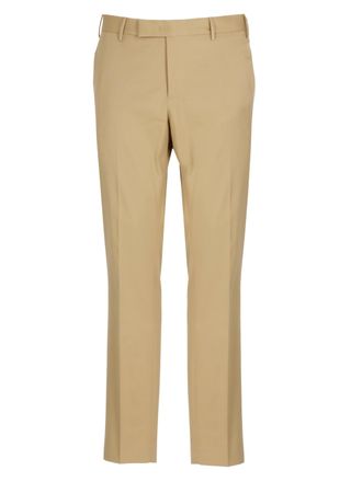 Pantaloni Torino Beige Cotton Straight-Leg Pants