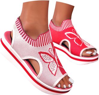 Generic Orthopedic Walking Sandals Women with Arch Support Open Toe Sports Sandals Breathable Knit Summer Shoes Summer Washable Slingback Orthopedic Slide Fla