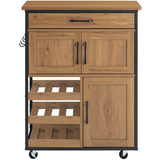 SoBuy SoBuy FKW134-N Mobile Cucina Salvaspazio con Ruote Carrello Cucina con Cassetti e Portabottiglie, Mobiletto Credenza credenza cucina per Cucina o