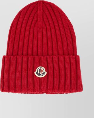 Moncler logo ribbed hat turn-up brim