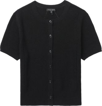 Rag & Bone short-sleeve knit cardigan - women - Cotton/Linen/Flax/Nylon - S - Black