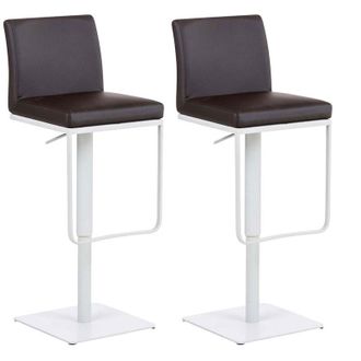 Clp Lote De 2 Taburetes De Bar Panam&aacute; Tapizados En Polipiel Marr&oacute;n Blanco