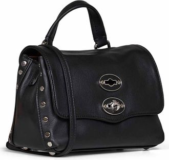 Zanellato Womens Handbag Baby Postina Black Lavagna Bovine Leather Handbags Hand Bags
