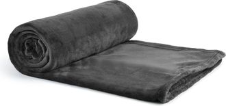TJ Hughes Snug Flannel Fleece Blanket Super Soft Throw in Charcoal - TJ Hughes