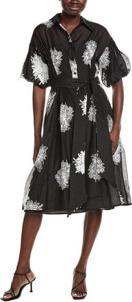 Gracia Floral Embroidered Puffed Sleeve Shirtdress