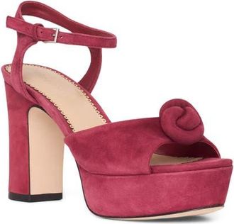 Cinq &agrave; Sept Arianna Suede Platform Sandal in Berrywine at Nordstrom, Size 37.5