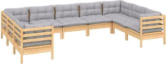vidaXL 9 Pcs Garden Lounge Juego Con P&iacute;ldoras Grises