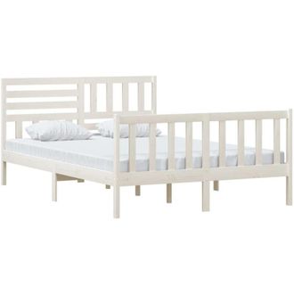 vidaXL 3101154 Bed Frame without Mattress White Solid Wood 140x200 cm (810083+814145) Vidaxl