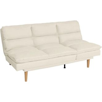 Hhg Divano letto sof&agrave; reclinabile schienale regolabile HHG 368 tessuto avorio