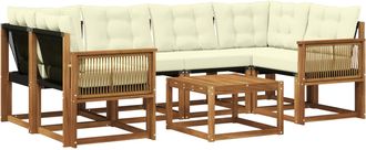 vidaXL Conjunto De Sof&aacute;s De Exterior 7 Uds. Natural Y Crema Vidaxl