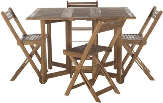Safavieh Conjunto de mesa y sillas para exteriores en madera de acacia, natural