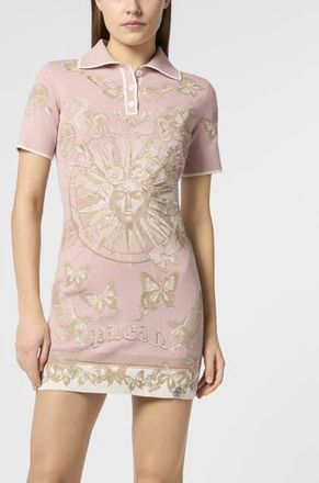 Philipp Plein Polo Mini Dress Butterfly Tattoo Women in Rose/pink at Nordstrom, Size X-Small