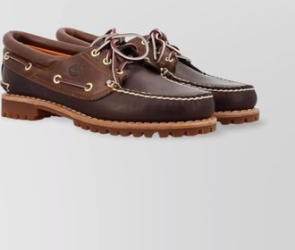 Timberland premium leather boat shoes with rubber sole