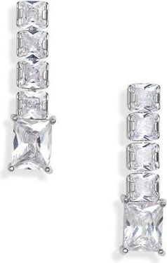 Tasha CZ Linear Drop Earrings in Silver at Nordstrom Rack