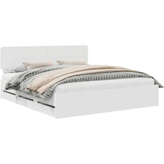 vidaXL Bed Frame with Drawer White 200 x 200 cm Engineer Wood vidaXL