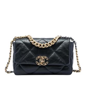 Chanel Pre-owned 19 Flap Bag - Dames - Vintage Schoudertas - Zwart - ONE Size - Leer - Vintage