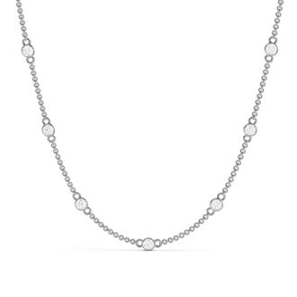 Diamond2Deal 14K Gold Round Cut Lab Grown Diamond Station Necklace 18 1.5 Ct