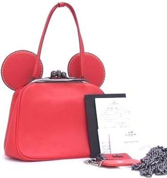 Coach Red Color Leather Handbag Shoulder Bag Tote Bag (Pre-Owned)