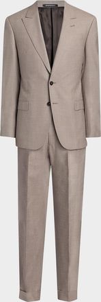 Emporio Armani Tonal Textured Single-Breasted Wool, Silk & Linen Suit