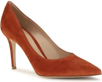 Gianvito Rossi Suede Stiletto Pump - Red
