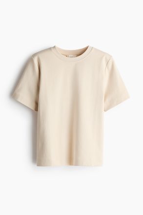 H&M T-Shirt aus Pima-Baumwolle - Cremefarben