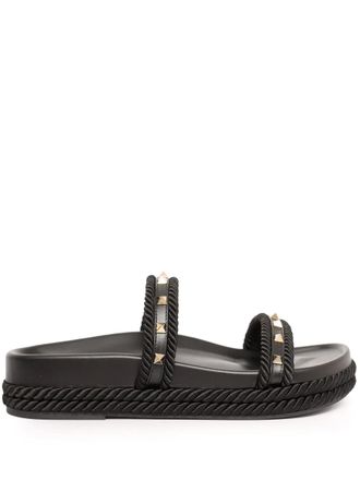 Valentino Garavani Rockstud slides - women - Calf Leather/Plastic/Calf Leather - 37 - 0NO