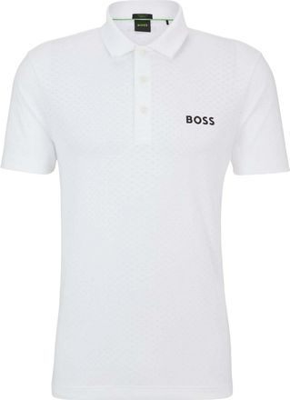 HUGO BOSS Heren Paddy Tech Contrast Logo Poloshirt (Wit)