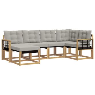vidaXL Conjunto De Sof&aacute;s De Exterior 6 Pcs Blanco Y Gris Claro Vidaxl