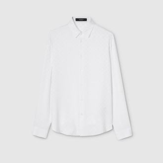 Gucci GG Silk Jacquard Shirt, Size 15+, White