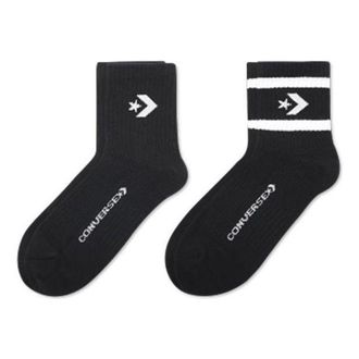 Converse Core Twin Pack Mid-Crew Quarter Socks Black 10021594-A02
