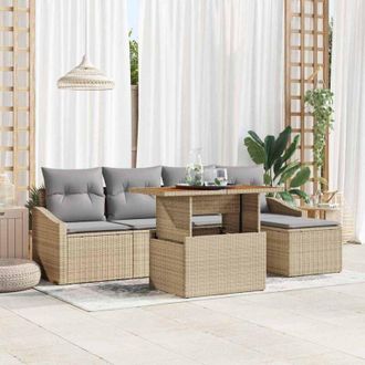 vidaXL Conjunto De Comedor De Jard&iacute;n Con Coj&iacute;n Beige, Gris Vidaxl