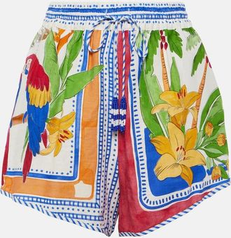 Farm Rio Tropical Destination linen-blend crochet shorts
