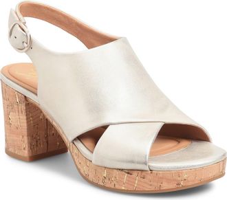 S&ouml;fft Liv Slingback Platform Sandal in Platino at Nordstrom, Size 6.5