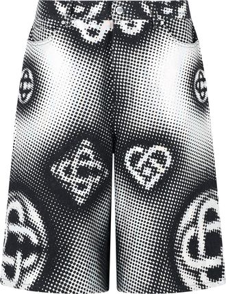 Casablanca Perlescent marineblaue Baumwoll-Bermudashorts