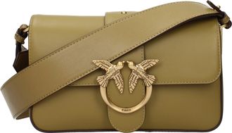 Pinko Pinko Crossbodytassen Love One Dames Leer Groen/Kangaroo
