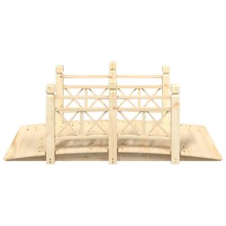 Berkfield Home Durable Garden Bridge with Railings 150x67x56cm Solid Wood Spruce in Light Tan | Size: 150 x 67 x 56 cm