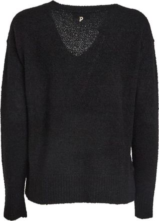 Dondup Truien & Vesten, Dames, Zwart, M, Wol, Oversized V-neck Trui